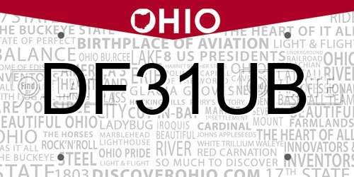 DF31UB Ohio License Plate