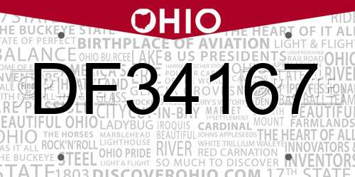 DF34167 Ohio License Plate