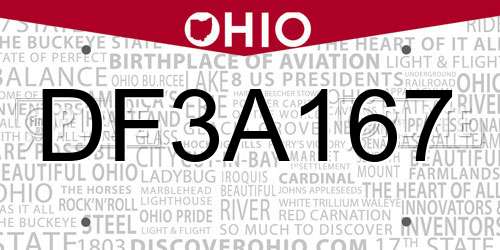 DF3A167 Ohio License Plate