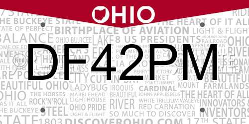 DF42PM Ohio License Plate