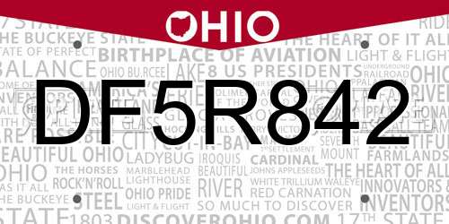 DF5R842 Ohio License Plate
