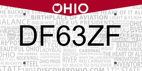 DF63ZF Ohio License Plate