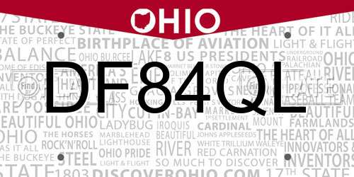 DF84QL Ohio License Plate