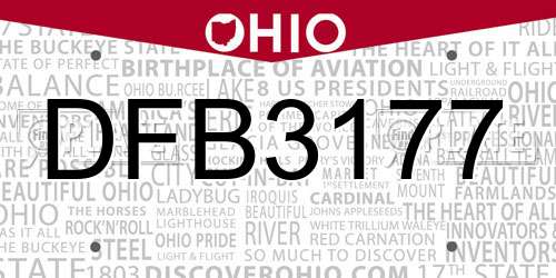 DFB3177 Ohio License Plate