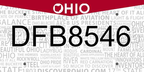 DFB8546 Ohio License Plate