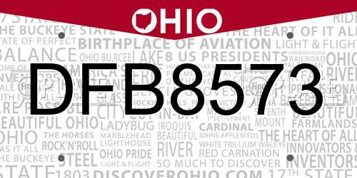 DFB8573 Ohio License Plate