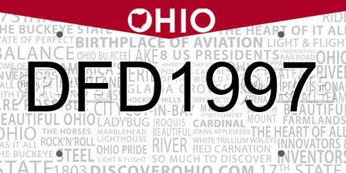 DFD1997 Ohio License Plate