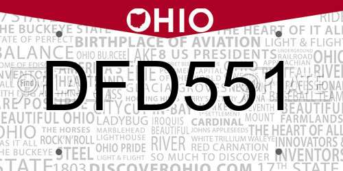DFD551 Ohio License Plate