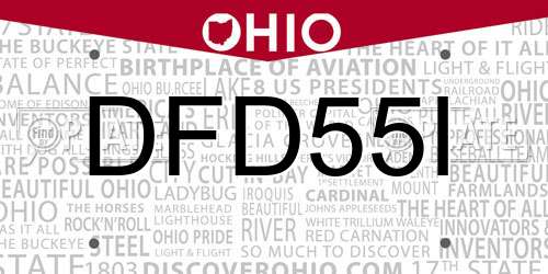 DFD55I Ohio License Plate