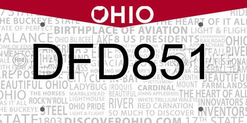 DFD851 Ohio License Plate