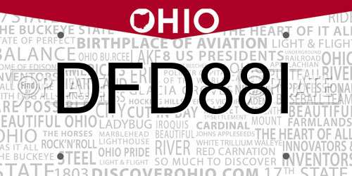 DFD88I Ohio License Plate