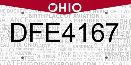 DFE4167 Ohio License Plate