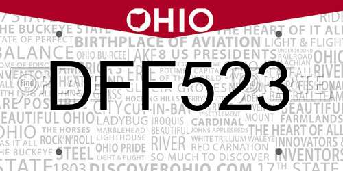 DFF523 Ohio License Plate
