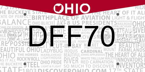 DFF70 Ohio License Plate
