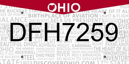 DFH7259 Ohio License Plate