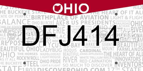 DFJ414 Ohio License Plate