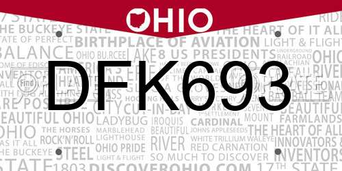DFK693 Ohio License Plate