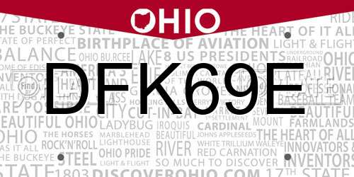 DFK69E Ohio License Plate