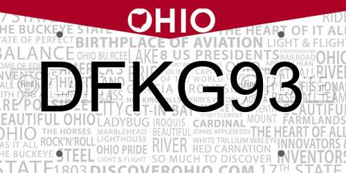 DFKG93 Ohio License Plate