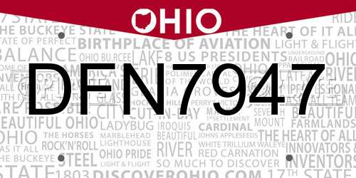 DFN7947 Ohio License Plate
