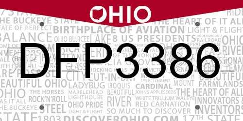 DFP3386 Ohio License Plate