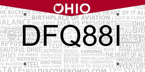 DFQ88I Ohio License Plate