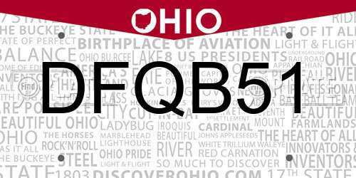 DFQB51 Ohio License Plate