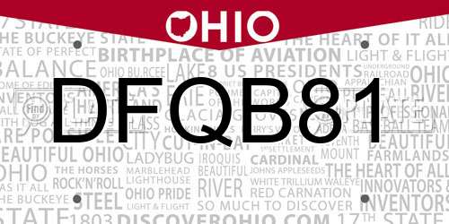 DFQB81 Ohio License Plate
