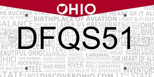 DFQS51 Ohio License Plate