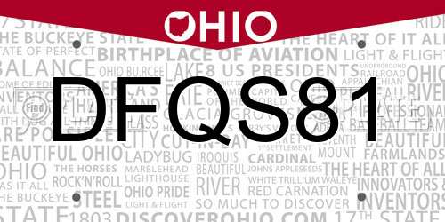DFQS81 Ohio License Plate