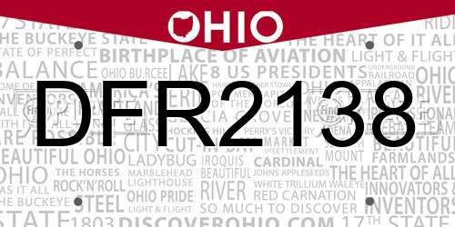 DFR2138 Ohio License Plate