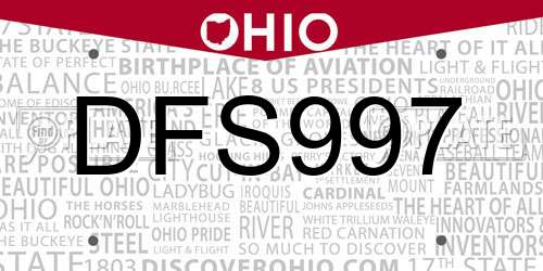 DFS997 Ohio License Plate