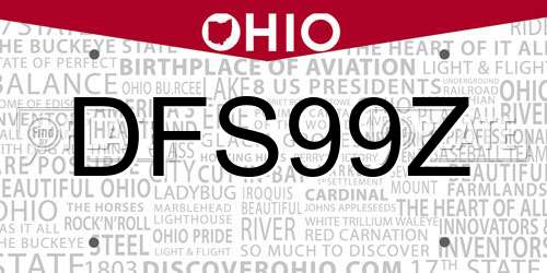 DFS99Z Ohio License Plate