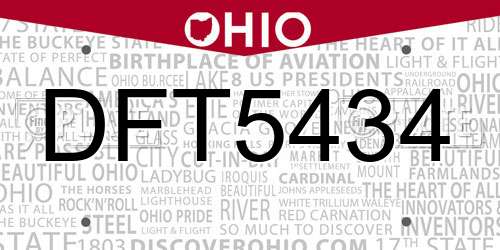 DFT5434 Ohio License Plate