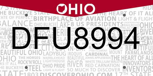 DFU8994 Ohio License Plate