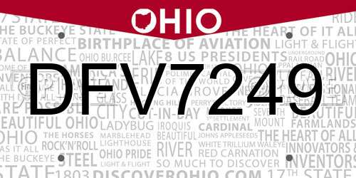 DFV7249 Ohio License Plate
