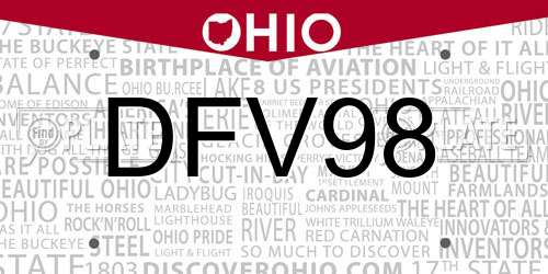 DFV98 Ohio License Plate