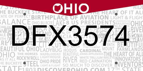 DFX3574 Ohio License Plate