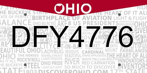 DFY4776 Ohio License Plate