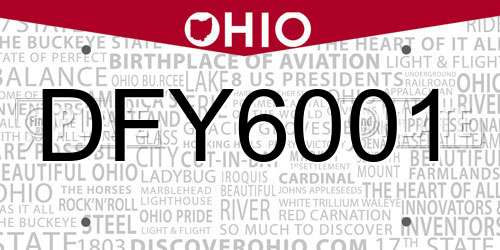 DFY6001 Ohio License Plate