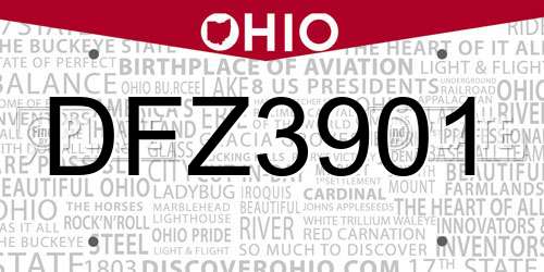 DFZ3901 Ohio License Plate