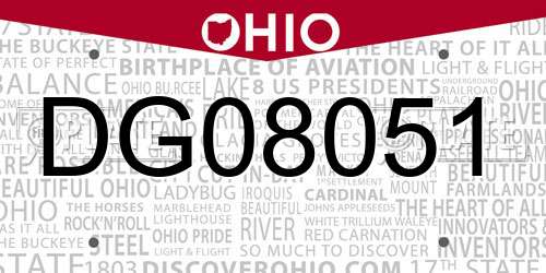 DG08051 Ohio License Plate