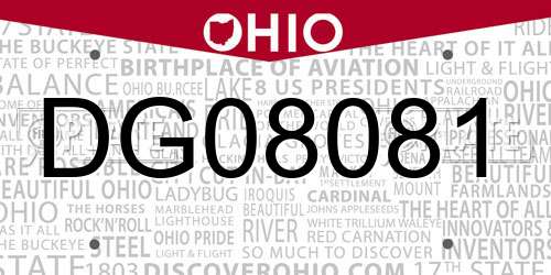 DG08081 Ohio License Plate