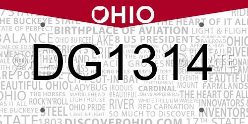 DG1314 Ohio License Plate