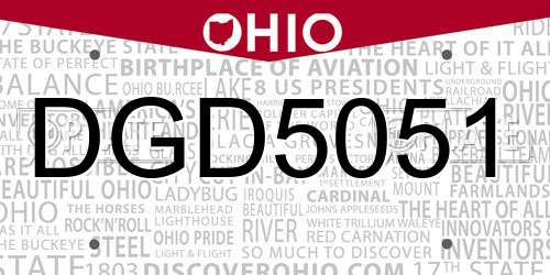 DGD5051 Ohio License Plate