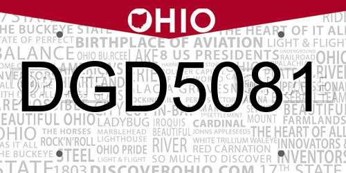 DGD5081 Ohio License Plate
