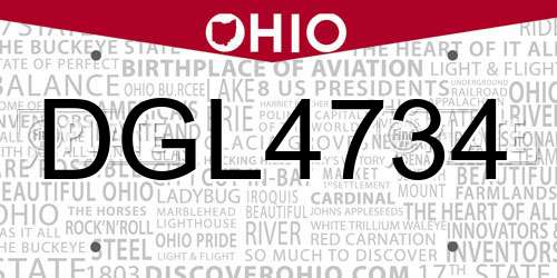 DGL4734 Ohio License Plate