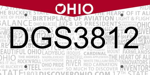 DGS3812 Ohio License Plate