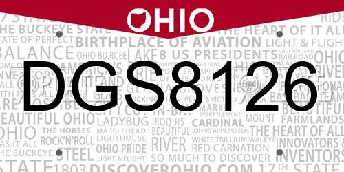 DGS8126 Ohio License Plate