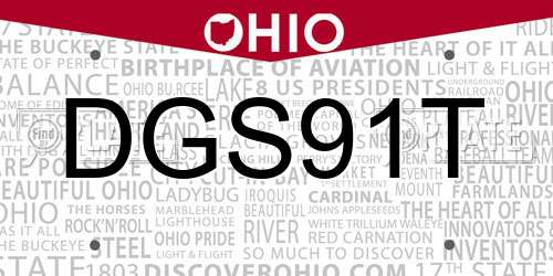 DGS91T Ohio License Plate